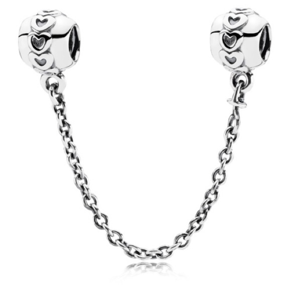 Pandora Silver Charm chain with Heart Beads